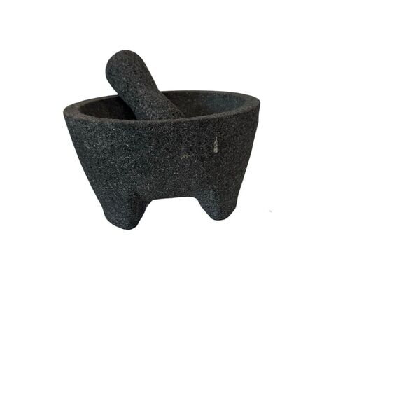 8" Mexican Molcajete 100% Lava Volcanic Stone, Mortar and Pestle- Crate & Barrel - Picture 2 of 16